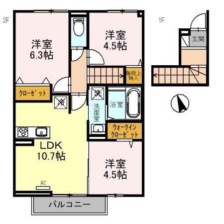 ファミーユ T(3LDK/2階)の間取り写真