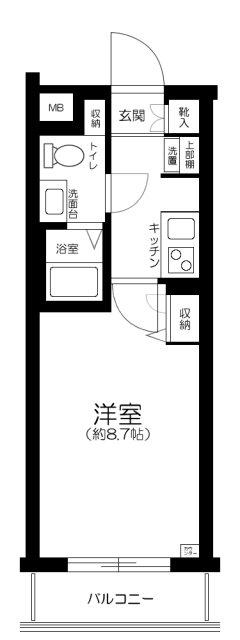 メイクスデザイン西馬込(1K/3階)の間取り写真