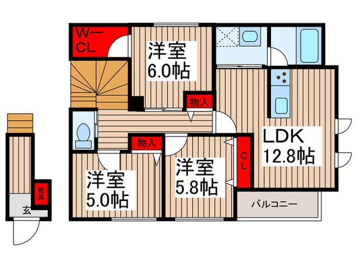 エクラシエ(3LDK/2階)の間取り写真
