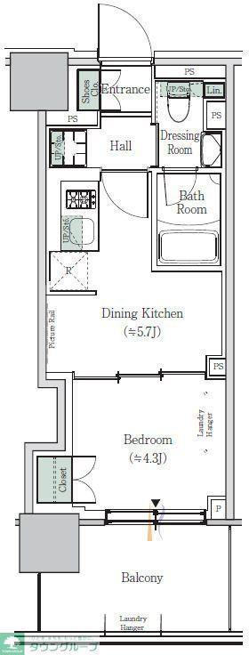 ONE ROOF RESIDENCE NISHI NIPPORI(1DK/8階)の間取り写真