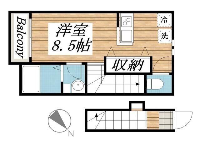 PARK TERRACE 新松戸II(ワンルーム/2階)の間取り写真