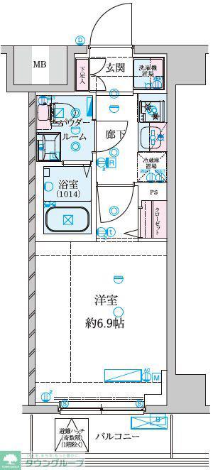 GENOVIA南鳩ヶ谷(1K/1階)の間取り写真