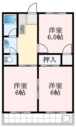 北野田マンション巽B棟(3DK/5階)の間取り写真