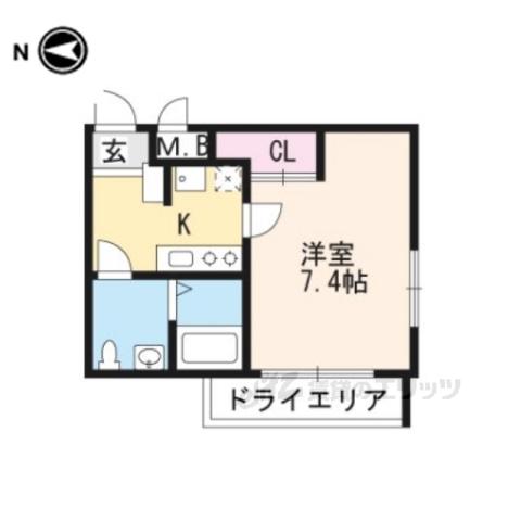 RESIDENCE西小路小米町(1K/B1階)の間取り写真