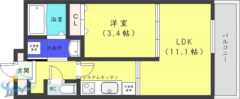 イリオス中島公園(1LDK/3階)の間取り写真