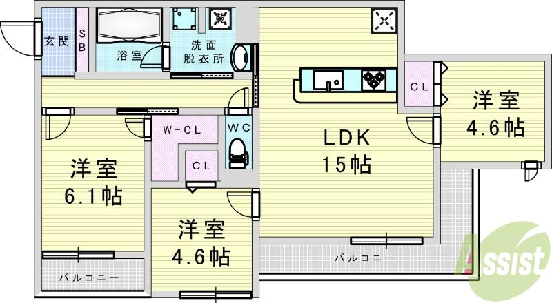 RISING HILLS Ⅱ(3LDK/1階)の間取り写真