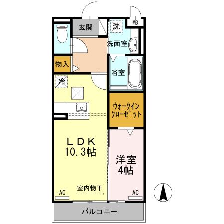 LA MAISON DE BV(1LDK/1階)の間取り写真