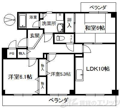アンシャンテ(3LDK/4階)の間取り写真