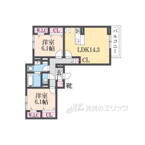 アルタ若竹ビュー(2LDK/3階)の間取り写真