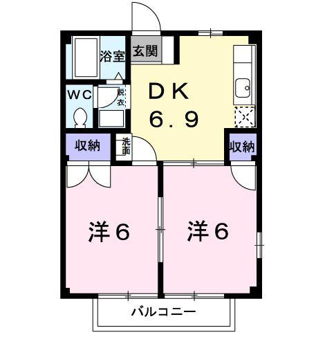 ガーデンハイツタケダD(2DK/1階)の間取り写真