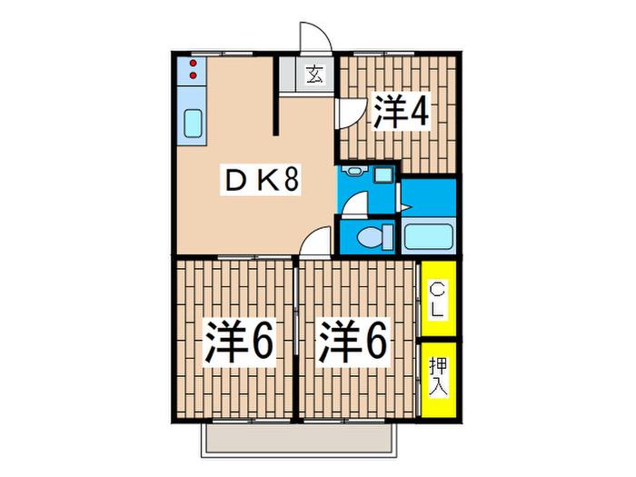 エステートピア春日(3DK/2階)の間取り写真