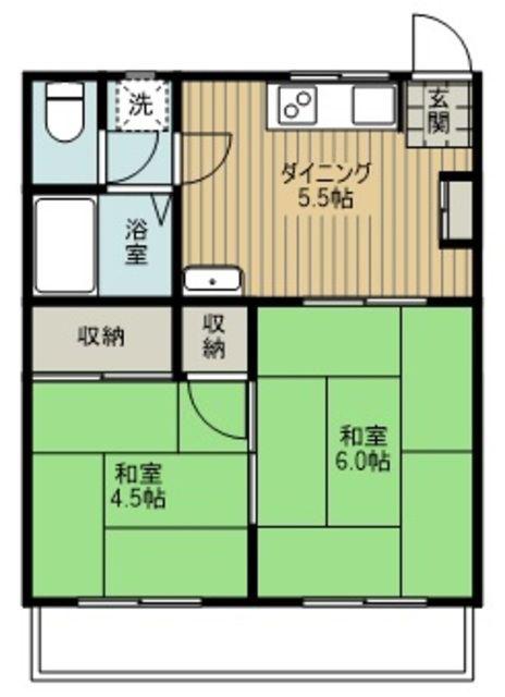 山田カンプレックス(2DK/2階)の間取り写真