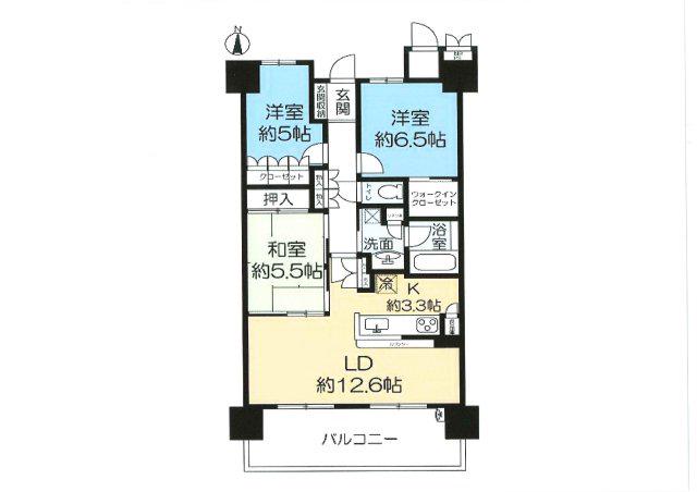 ライオンズマンション南千里佐竹台グランハートスカイヴィラ(3LDK/6階)の間取り写真
