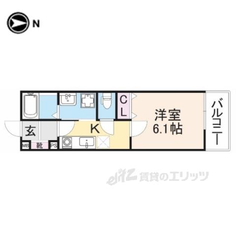 クレアール堺町1(1K/2階)の間取り写真