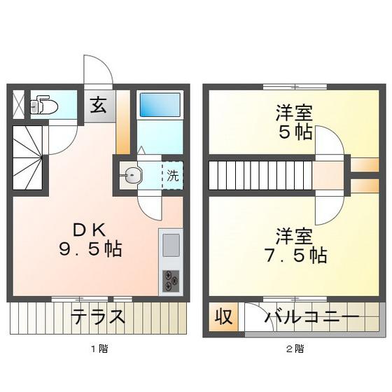 THE RESIDENCE GRAND津白塚(2DK/2階)の間取り写真