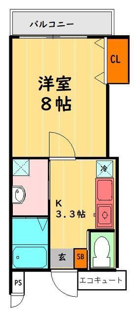 ソウェルテュール(1K/3階)の間取り写真
