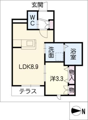 ヘーベルメゾン新栄(1LDK/1階)の間取り写真
