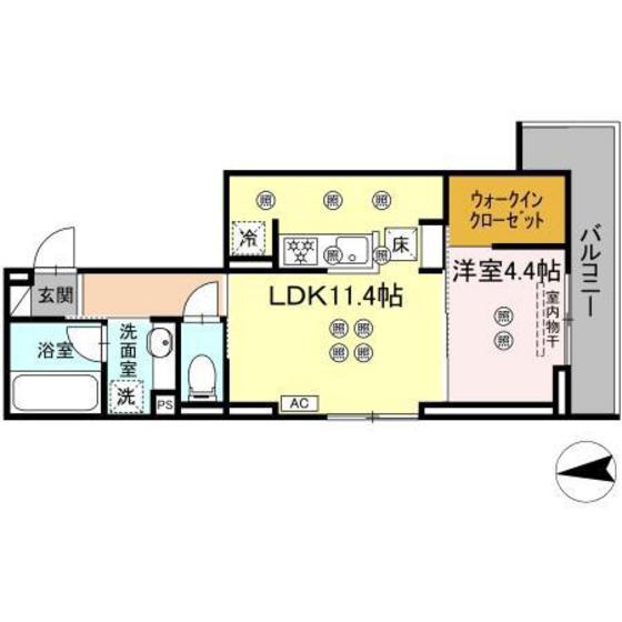 CASA PINO(1LDK/1階)の間取り写真