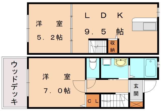 スプライト(2LDK/1階)の間取り写真