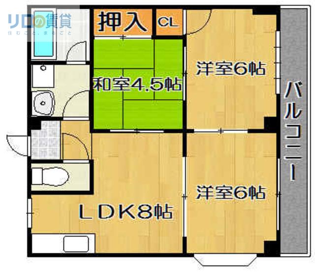 エルディムコスモ・・(3LDK/1階)の間取り写真