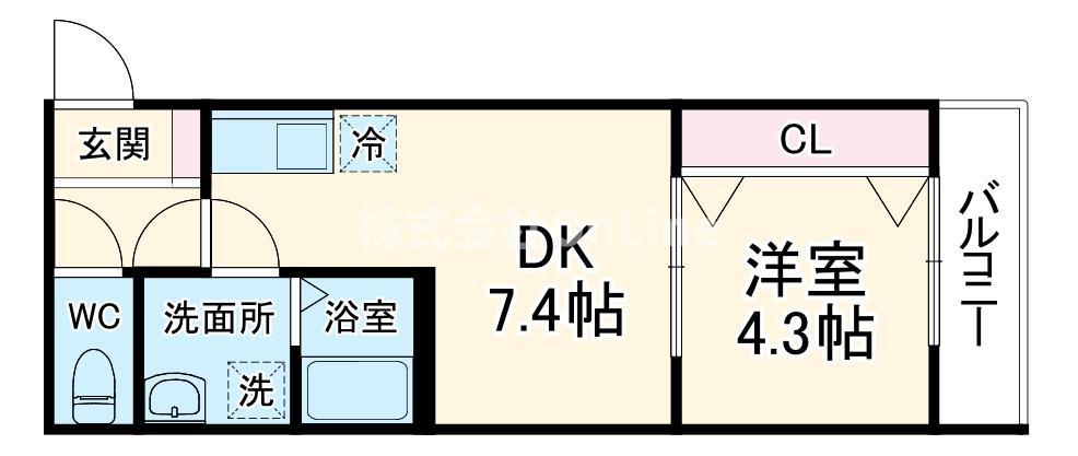 EJ宝持(1DK/2階)の間取り写真