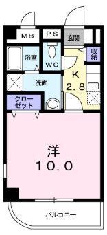 ドミールソレイユ(1K/1階)の間取り写真