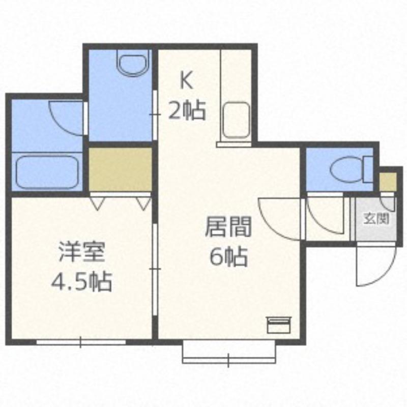 カーサドマーニ(1DK/2階)の間取り写真