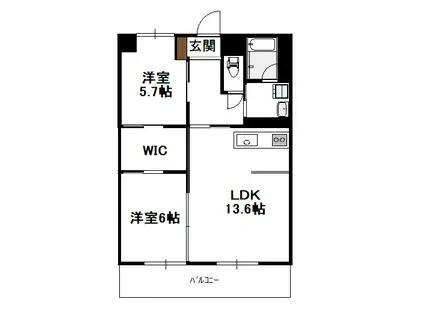 ナチュラルタウンII(2LDK/3階)の間取り写真