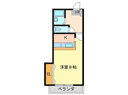 プレジデント(1K/1階)の間取り写真