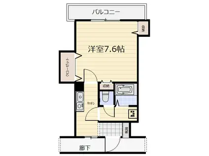 プレジデントビル(1K/1階)の間取り写真