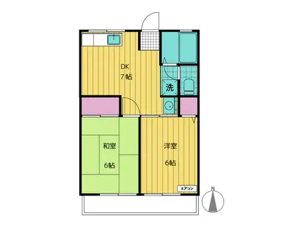 修成ハイツ A棟(2DK/1階)の間取り写真