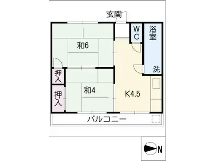 コーポまつみ(2K/2階)の間取り写真