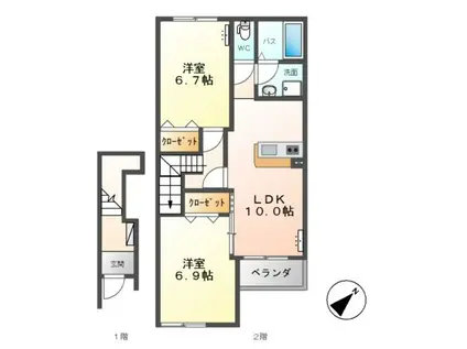 シンフォニーヒルズ(2LDK/2階)の間取り写真