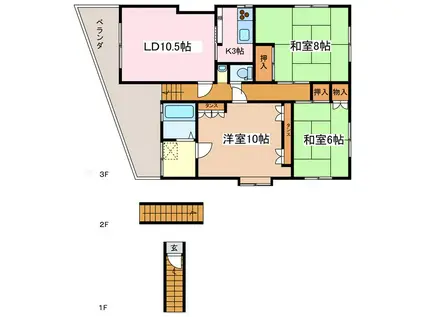 県の森戸建(3SLDK/3階)の間取り写真