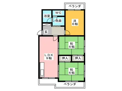 マンション ラフィーネ(3LDK/3階)の間取り写真