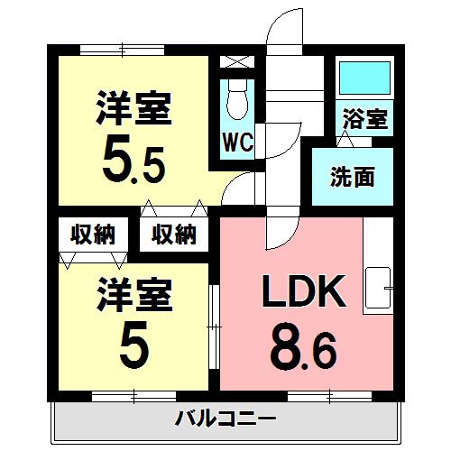 日映マンションⅢ(2LDK/3階)の間取り写真