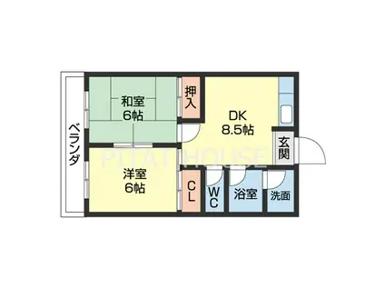 ウィンディ西浜(2DK/2階)の間取り写真