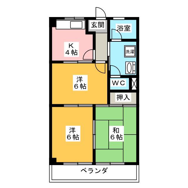 アーバンヒルズ T2(3K/1階)の間取り写真