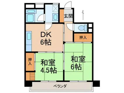 第2川端マンション(2DK/2階)の間取り写真