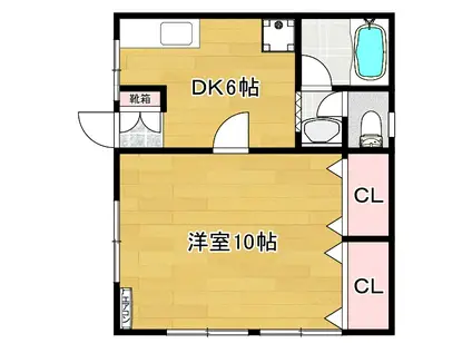 コーポ幸(1DK/2階)の間取り写真