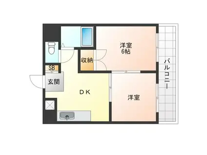 アドベ93(2DK/6階)の間取り写真