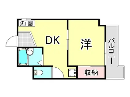 南園田ハイツ B棟(1DK/3階)の間取り写真
