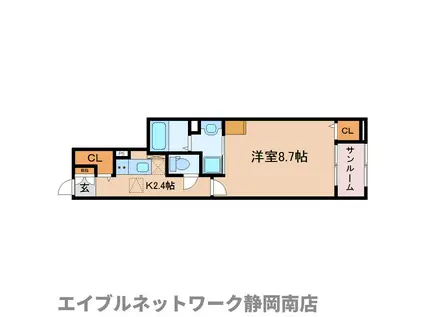 シャトル青葉(1K/1階)の間取り写真