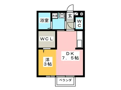 カーサ煌めきA(ワンルーム/1階)の間取り写真