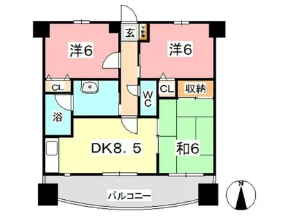 アルバ倉敷(3DK/3階)の間取り写真