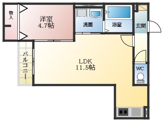 ALEGLIA藤井寺(1LDK/1階)の間取り写真