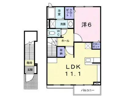 モデルノ エイト(1LDK/2階)の間取り写真