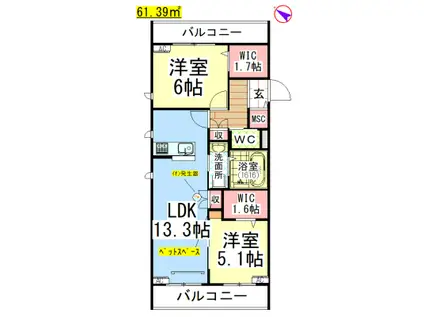 AF松が枝町メゾン(2LDK/2階)の間取り写真