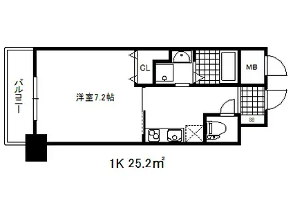 レジデンス神戸グルーブハーバーウエスト(1K/2階)の間取り写真