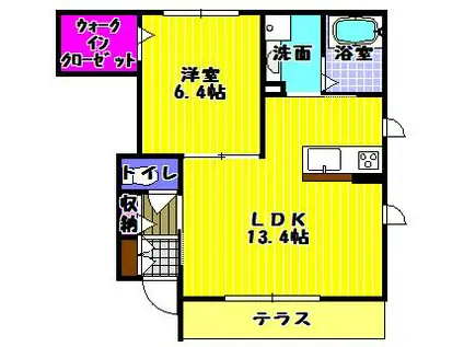 メゾンドローズ喜志(1LDK/1階)の間取り写真